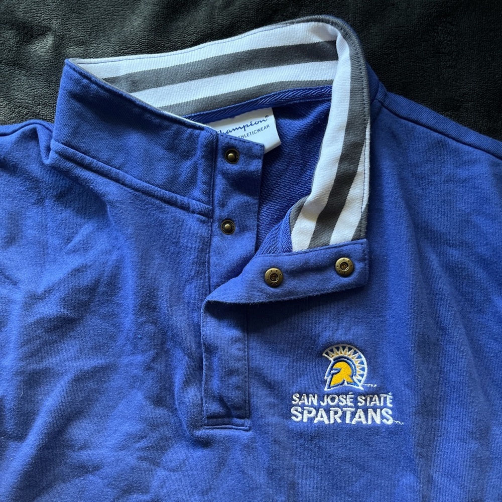 Dope Vintage Champion Quarter Button-Up San Jose State Spartans Sweatshirt